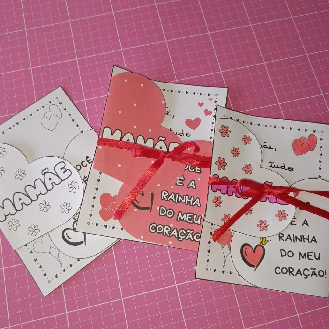 Cartão Coração Dia das Mães